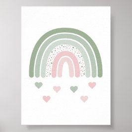 Bonito Arco-Íris Corações Boho Nursery Poster