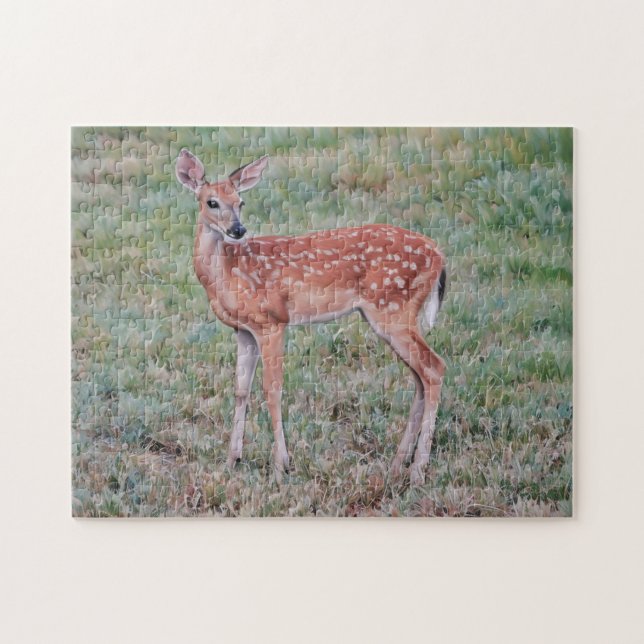 Bonito Baby Deer Fawn Wild Art Quebra-cabeça (Horizontal)