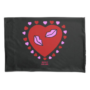 Bonito Beijo Coração Padrão Pillowcase