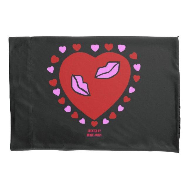 Bonito Beijo Coração Padrão Pillowcase (Frente)