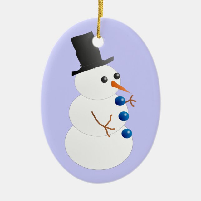 Bonito boneco de neve com ornamento cerâmico Tofat (Frente)