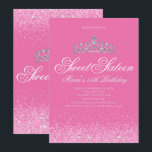 Bonito Brilhante Rosa, Doce 16 Convites<br><div class="desc">Bonito Literatura Rosa, Doce 16 Convites. Projetado com faíscas, brilho cor-de-rosa e uma coroa cintilante prateada para um doce glamouroso dezesseis anos. Feita para especial para adolescentes, este convite de 16 anos cor-de-rosa será uma apresentação fabulosa para o seu dia especial. Outros suprimentos coordenadores do Sweet Sessenta estão disponíveis no...</div>