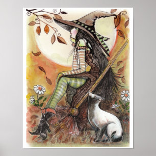 Bonito bruxa e POSTER de gato preto