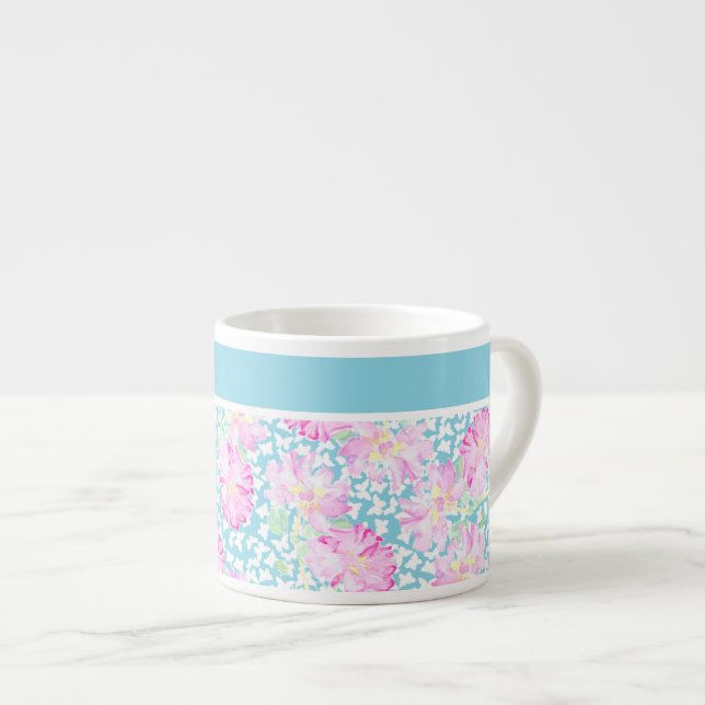 Bonito Caneca Espresso, Rosas Rosa, Borboletas Bra (Frente Esquerda)