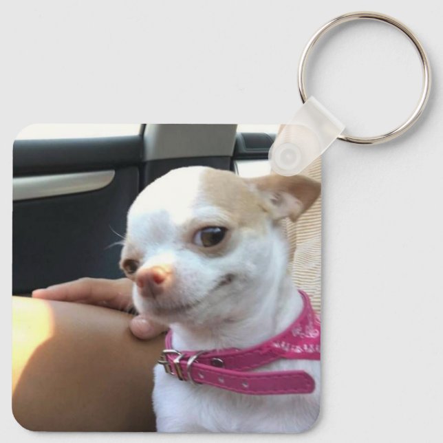 Bonito Cão Chihuahua Meme Chaveiro duplo lateral (Verso)