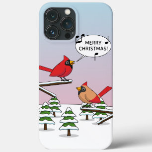 Bonito Cardeal Vermelho Cantando Feliz Natal