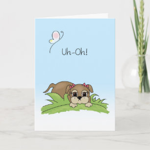 Bonito Cartão de Desculpas Olhos-De-Cachorro-Marro