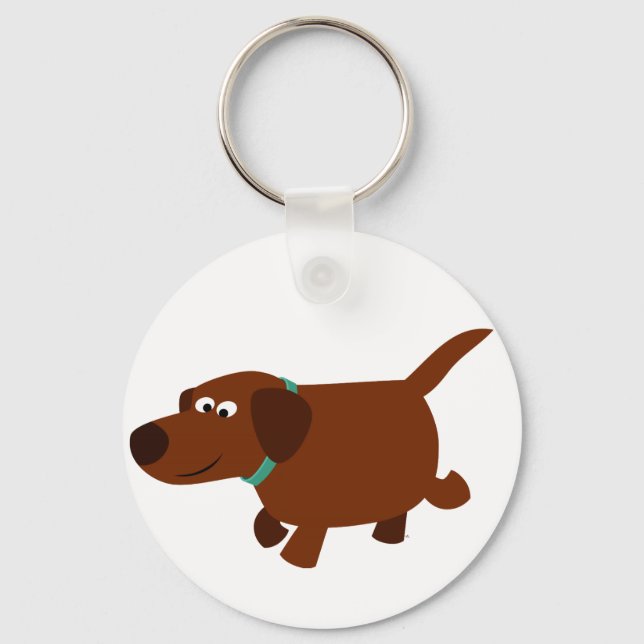Bonito cartoon Chocolate Labrador Chaveiro (Frente)