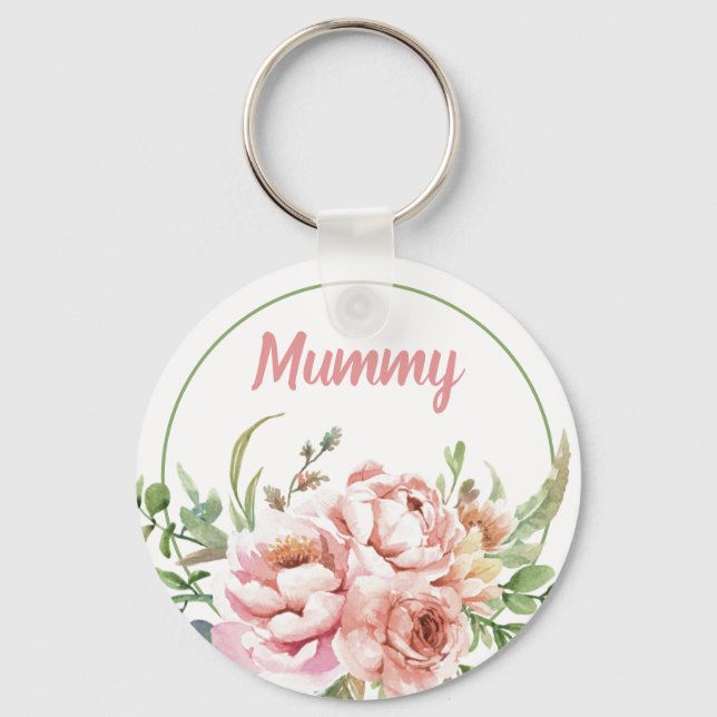 Bonito Chaveiro Personalizado Floral Para Mamãe (Frente)