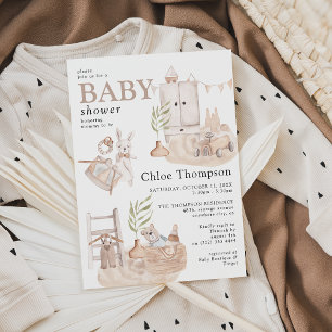 Bonito Convite para Chá de fraldas Boho Nursery B