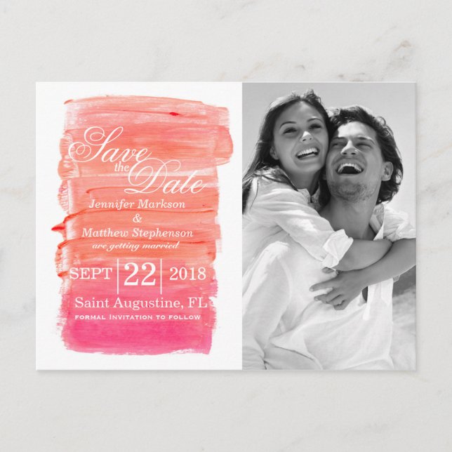 Bonito Cor de Água Rosa Salva Cartões de Data (Frente)