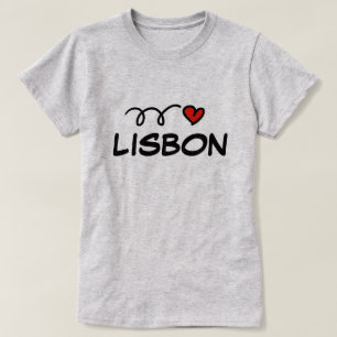 Bonito coração Lisboa camisa para mulheres