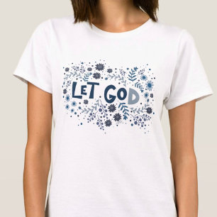 Bonito Deixe Deus Floral Blue Inspirivity T-Shirt