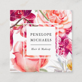 Bonito e colorido Cartão de visita de Quadrado Flo