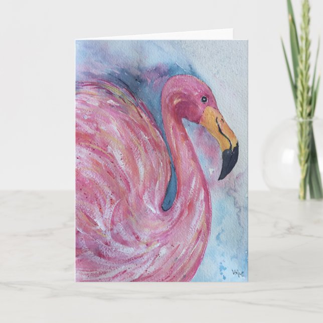 Bonito em rosa, cartão de saudação Flamingo (Frente)