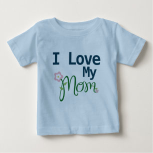 Bonito Eu Amo Minha Mãe Menino Azul Camiseta Azul