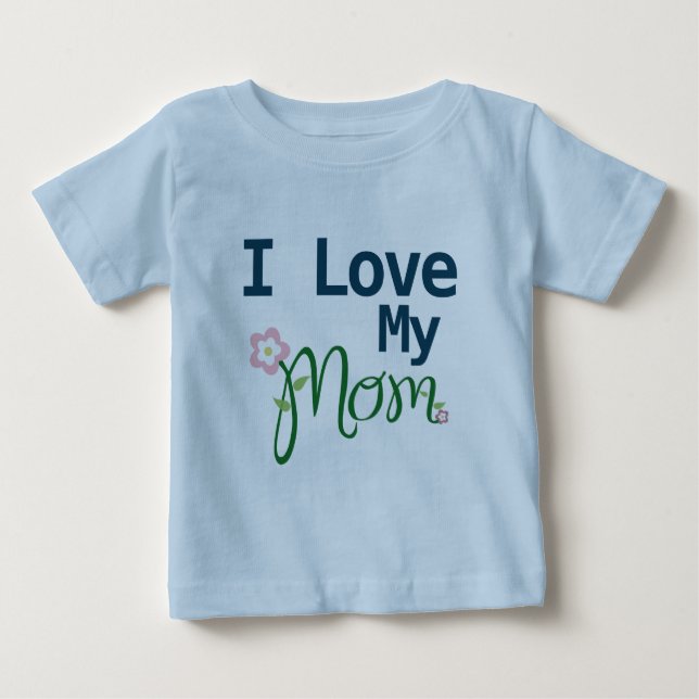 Bonito Eu Amo Minha Mãe Menino Azul Camiseta Azul (Frente)