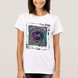 Bonito Faith Folhas Florais Inspirividade T-Shirt