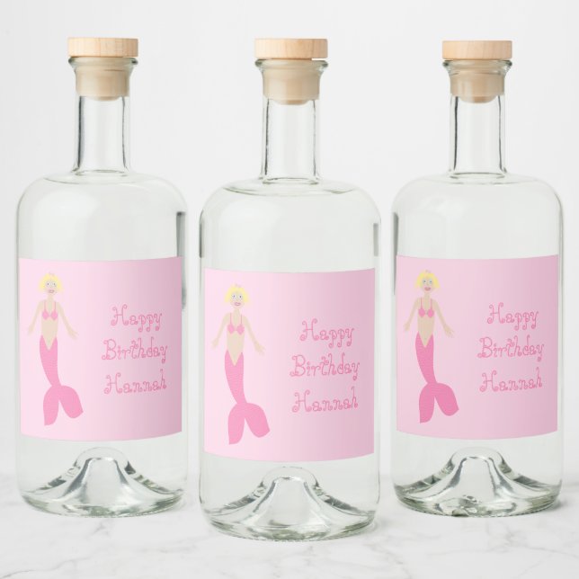 Bonito Fantasia Rosa, Sereia, Personalizada (Garrafas)