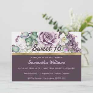 Bonito Floral Sweet 16 Convite