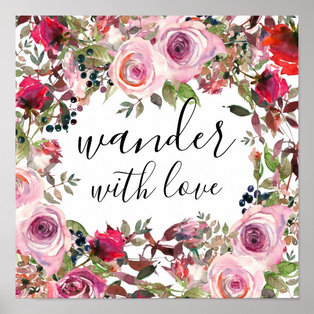 Bonito Floral Wander com Love Poster (Frente)