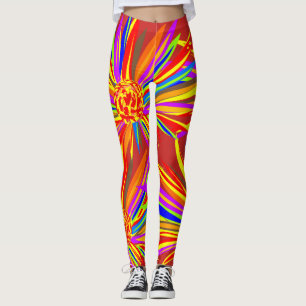 Bonito Flores Tropicais Leggings Coloridas