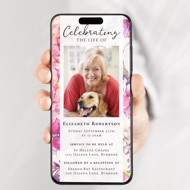 Bonito Foto Floral Convite Digital Funeral (Criador carregado)