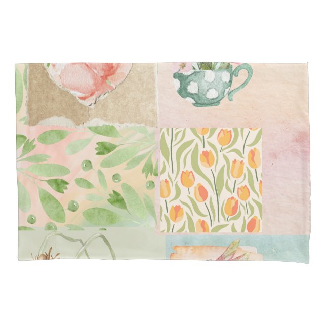 Bonito fundo de colagem pastel Padrão botânico (Frente)