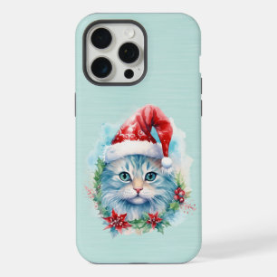 Bonito Gato De Olhos Azuis Vestindo Papai Noel