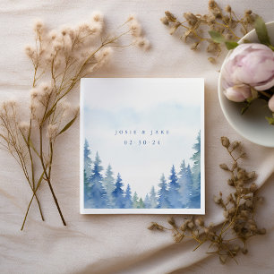 Bonito guardanapo de casamento de pinheiros de inv