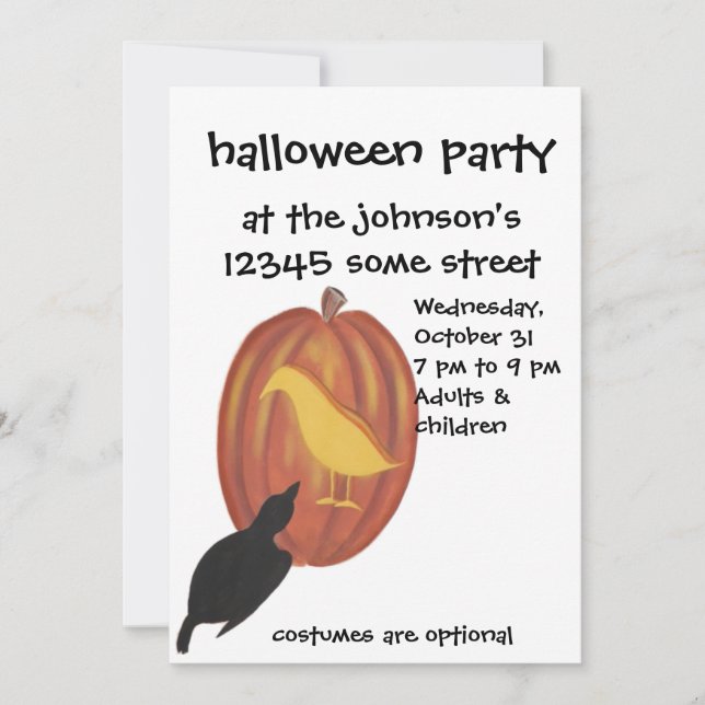 Bonito Halloween Jack O'Lanterna e Crow (Frente)