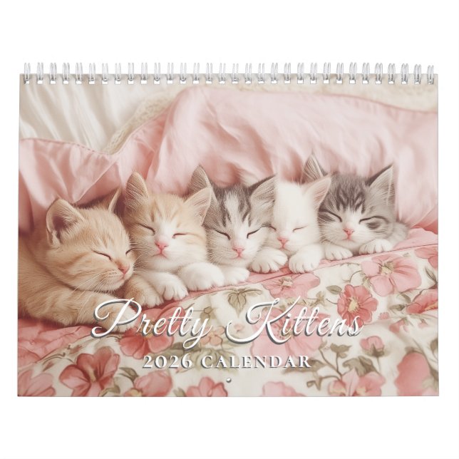 Bonito Kittens Pastel Pink 2026 Calendário de Pare (Capa)