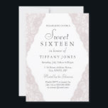 Bonito Lace de Vintage Cor de Rosa 16 Convite<br><div class="desc">Coleção bonito Vintage Lace Sweet 16 Invitation Matching em Niche e Nest store.</div>