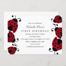 Bonito Ladybugs | Convite de aniversário