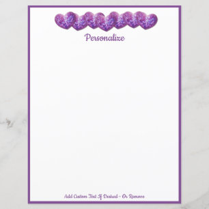 Bonito Linha Romântica de Corações Roxos Personali