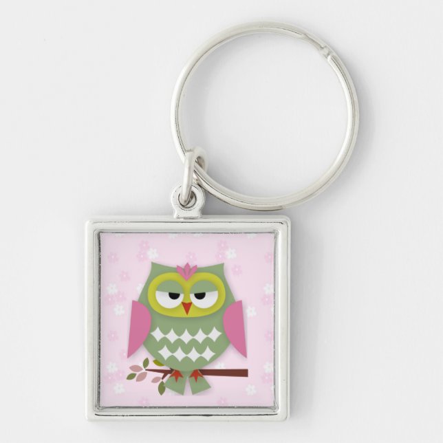 Bonito Mama Owl Chaveiro (Frente)