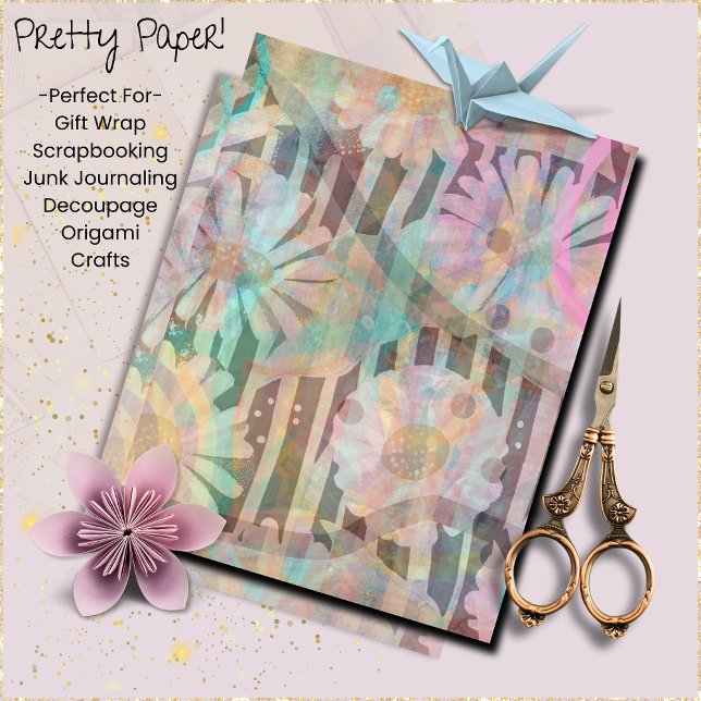 Bonito margaridas (Pretty Vingage Daisies Paper for scrapbooking, junk journaling, decoupage, origami and crafts.)