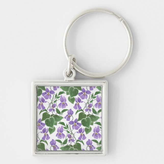 Bonito Mauve Violets Floral Square Chaveiro (Frente)