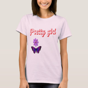 Bonito Menina Camiseta feminina design simples de
