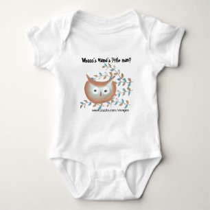 Bonito Menino Camisa Coruja Imagem em Castanho e T