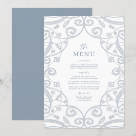 Bonito Menu de Casamento de Lace Glitter Azul de P