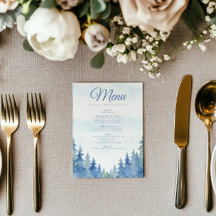 Bonito menu de casamento dos pinheiros de inverno
