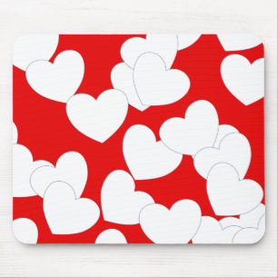 Bonito Mousepad Vermelho Com Grandes Corações Br