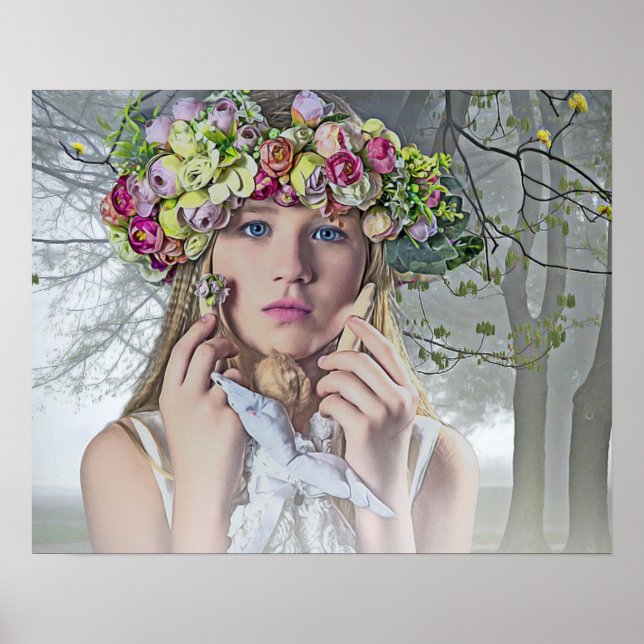 Bonito Mystical Girl no Woods Poster (Frente)