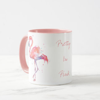 Bonito na caneca cor-de-rosa do flamingo da cor de