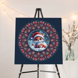 Bonito Natal Azul Kawaii Fox Dot Mandala