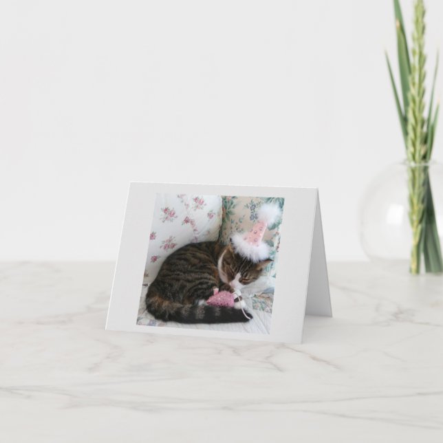 Bonito no Cartão de Aniversário de Gatinho Rosa (Frente)