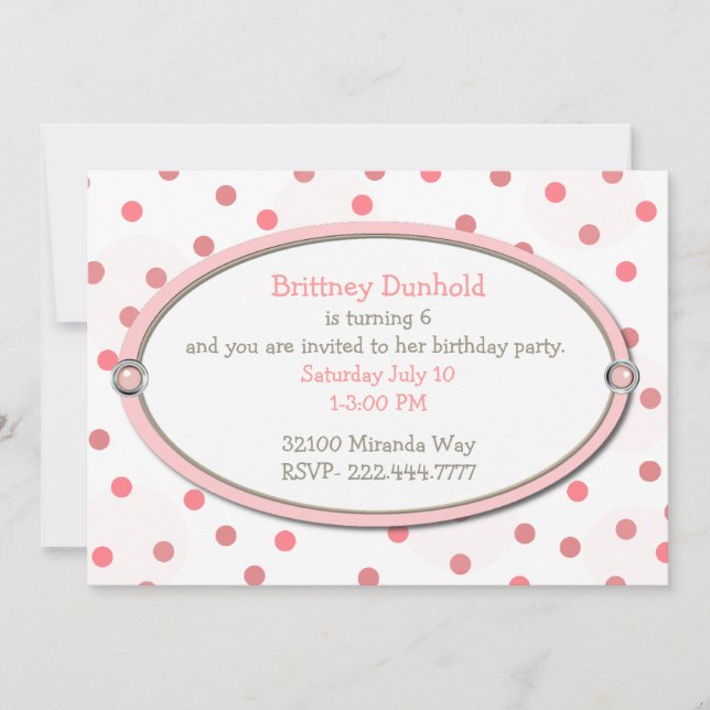 Bonito no convite de aniversário da menina (Frente)