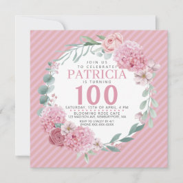 Bonito No Convite De Aniversário Floral Rosa