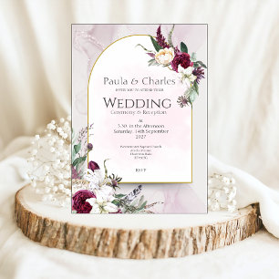 Bonito no Convite para Casamento Floral Rosa